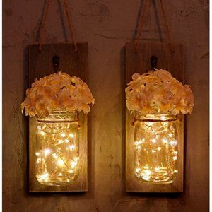 Rustic Mason Jar Wall Sconce (2 Pack)
